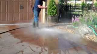 Water Blast Hydroblast Removal of Concrete Cure and Underlying Stain 2 [upl. by Irtimed]