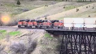 A Morning at BNSF’s Gassman Coulee Trestle part 2 [upl. by Anelrad43]