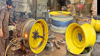 How Heavy Equipment Machine Wheel Rim Convert to Make Harvester Machine Wheel Rim in Factory [upl. by Aubry]