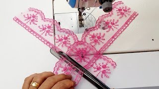 خياطة فصال في غاية النزاكة  Sew a blouse with lace [upl. by Atidnan13]