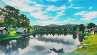 Beautiful Ponds and Shire House Relaxing Video Background Music  No Copyright [upl. by Epilif]