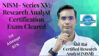 NISM  Series XV  Research Analyst Certification Examination Cleared in 1st Attempt 85 Marks [upl. by Tnilk]