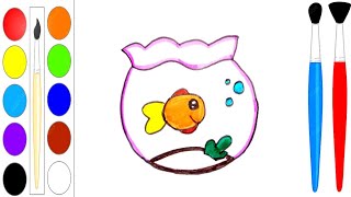 Easy Fish Bowl Drawing  How to make an easy Fish Aquarium Drawing  Easy Fish Pot Drawing For Kids [upl. by Adnawuj88]