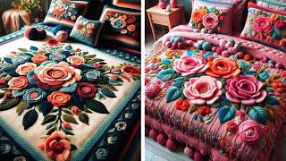 Stylish Embroidered Flower Bed Sheet Sets Handmade Floral Embroidered Pillowcases for Home Decor [upl. by Kitty]