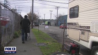 City removes garbage leaves illegallyparked RVs in Ballard  FOX 13 Seattle [upl. by Anaejer]