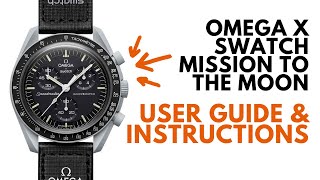 Swatch Omega Moonwatch User Guide amp Instructions  Use and Reset Chronograph Set Time Tachymeter [upl. by Placia]