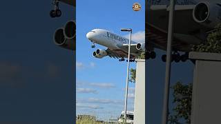 How can this giant fly at such a lower level 😱🛬Emirates Airbus A380 🇦🇪✈👑Slow Motion Video 100 [upl. by Paulita]