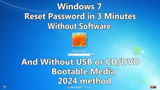 2024 How to Reset Windows 7 Password without any Software or Bootable USBCDDVD media [upl. by Livingstone]