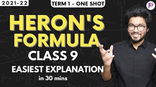 Herons Formula Class 9 Easiest Explanation OneShot Lecture  Class 9 Maths Term 1 202122 [upl. by Nueovas]