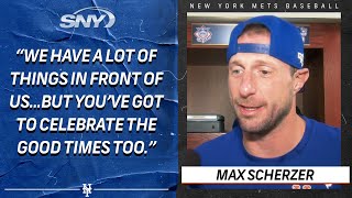 Max Scherzer on Mets playoffs clinch ‘It’s smiles today but it’s back to grinding tomorrow’  SNY [upl. by Apollus]