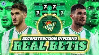 RECONSTRUCCIÓN BETIS INVIERNO 2024 NECESIDADES URGENTES PARA EUROPA  FICHAJES BAJAS Y XI INICIAL [upl. by Nodnrb977]