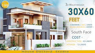 30x60 South facing House Plan  4 BHK  1800 Square Feet  3060 3D House Design  HouseDoctorZ [upl. by Valenba]