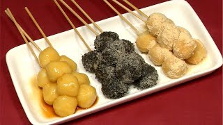 How to Make Skewered Tofu Dango Japanese Sweet Dumpling Recipe  Cooking with Dog [upl. by Nylhsa]