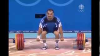 Olympic Games Athens 2004Pyrros Dimas Bronze medal Weightlifting 2075 kg total [upl. by Inaffyt]