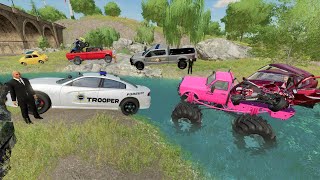 Police chase Monster Truck after huge crash  Farming Simulator 22 [upl. by Tyrus720]