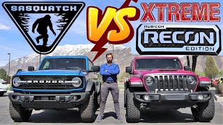 2023 Ford Bronco Sasquatch VS 2023 Jeep Wrangler Xtreme Recon Is Jeep Or Ford Better With 35s [upl. by Yenrab]