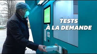 Covid19 En Lettonie une station automatisée permet de réaliser son test soimême [upl. by Gere]