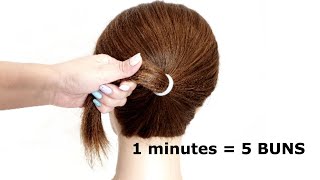 5 oneminute buns for short hair [upl. by Mccowyn781]