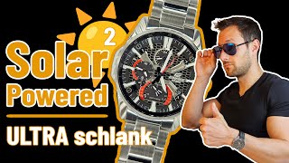 ⚡️ STARKE SOLAR Uhr ☀️ CASIO Edifice EQB1200D  Flacher Chronograph mit Bluetooth  Review Deutsch [upl. by Lennej]