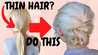 Easy messy hairstyle for thin hair  updo for fine hair [upl. by Oiruam]