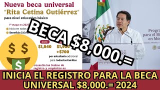 INICIA el Registro Beca UNIVERSAL Benito Juárez Octubre 2024 Apoyo de 8000 [upl. by Ennaesor]