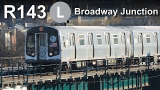 NYC MTA R143 L Train Broadway Junction Mega Subway Action Trainman6000 [upl. by Lumbye]