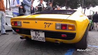 Lamborghini Miura SV P400 72 Sound BackfireStartup Rev and Driving [upl. by Fabien]