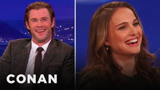 How Chris Hemsworth amp Natalie Portman Handle quotThorquot Kissing Scenes  CONAN on TBS [upl. by Kristen]