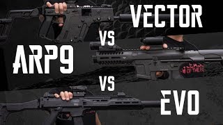 SMG SHOWDOWN Vector vs ARP9 vs EVO – RedWolf Airsoft RWTV [upl. by Farrel]