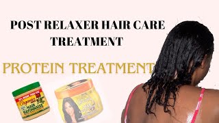 PROTEIN TREATMENT FOR RELAXED HAIR  HAIR BREAKAGE TREATMENT [upl. by Ahsia]