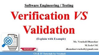 SE 49  Verification VS Validation with Example [upl. by Argile]