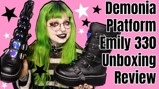 Goth Boots Unboxing Demonia Boots Emily 330 First Impressions  Emily Boo [upl. by Chloras]