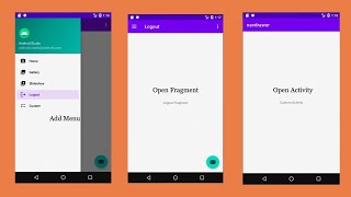 Android Studio Navigation Drawer With Fragment and Activity  Custom Navigation Drawer [upl. by Abrahamsen2]