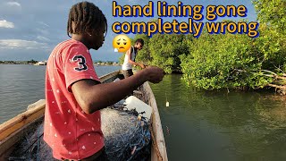 hand lining at old Harbour bay fishing village🇯🇲 everything went completely wrong  must watchfish [upl. by Enigroeg191]