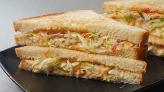 Coleslaw Sandwich Recipe  Mayonnaise Sandwich Recipe  Breakfast Recipes  Coleslaw Salad Recipe [upl. by Deborath453]