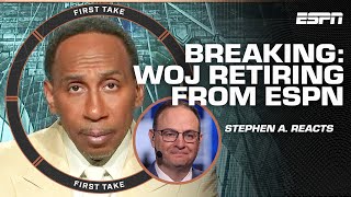 Stephen A reacts to Adrian Wojnarowski retiring from ESPN 🚨  First Take [upl. by Otreblif592]