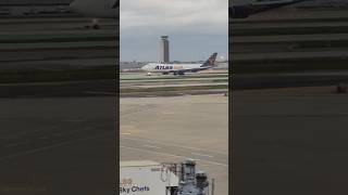 Atlas Air 747F departing Ohare avaition avgeek boeing [upl. by Muiram]