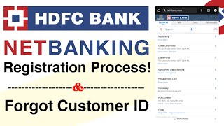 HDFC Bank Net Banking Kaise Banaye  HDFC Bank Net Banking Registration Process  Forgot Customer ID [upl. by Enawtna]