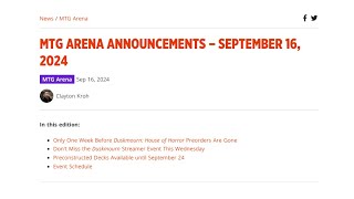 MTG Arena Announcements  September 16th 2024 [upl. by Ettesel970]