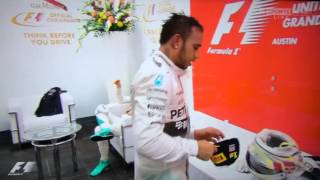 Lewis Hamilton throws Hat at Nico Rosberg 2015 HD [upl. by Primavera]