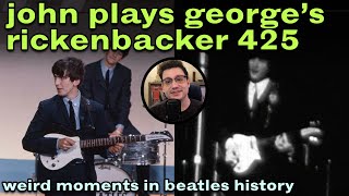 JOHN PLAYS GEORGES RICKENBACKER 425 – Weird Moments in Beatles History 2 [upl. by Westphal309]