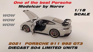 Porsche 911 992 GT3 118 Scale by Norev Chalk [upl. by Tippets]