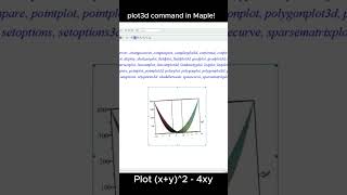 plot3d command in Maple How to plot functions of two variables maple math functions plot3d [upl. by Nyvrem]