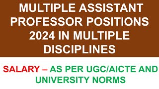 ASSISTANT PROFESSOR POSITIONS 2024 [upl. by Idalia332]