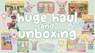 Huge Sylvanian Families haul amp unboxing  Fennec foxes triplet babies Reindeer delivery bike [upl. by Helen439]