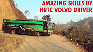 Volvo bus driving on narrowest roads  DelhiDharampur HRTC Himsuta  Himbus [upl. by Eillom]