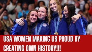 The USA Women are making us Proud in Swimming Medley 4x100 Relay Olympics [upl. by Klump506]