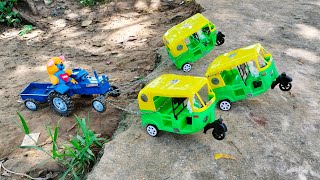 Tractor Accident Pulling Out 3 Auto Rickshaw And Auto Rickshaw  Tata Tipper  Cartoon  Ranjit kids [upl. by Kleinstein]