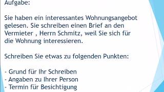 neue Wohnung mieten  Brief schreiben zur Prüfung B1 екзамен B1 [upl. by Sigfried827]