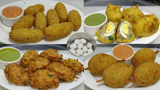 Instant 4 Types Egg Snacks Recipe  Crispy Egg Roll  Onion Egg Pakoda  Egg Bonda  Chef Ashok [upl. by Ellinad]